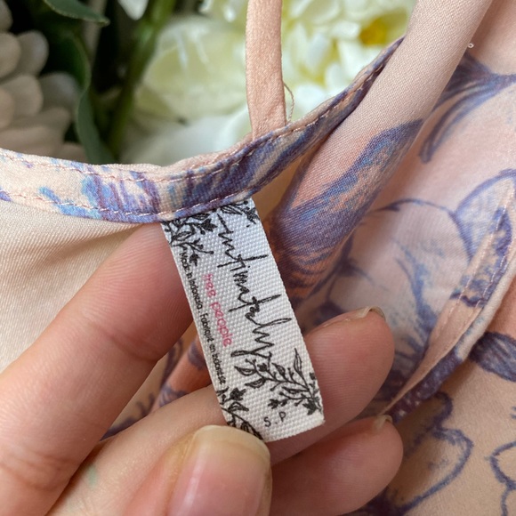 Free People Floral Silk Slip Dress w Slit - Picture 6 of 6